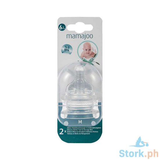 Picture of Mamajoo Silicone Bottle Teats with Storage Box  6+ Month  Medium (Pack of 2)
