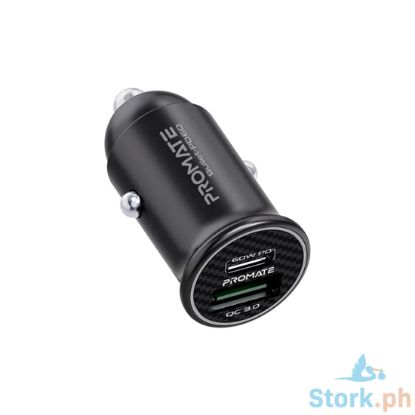 Picture of Promate Bullet-PD60 Rapid Charger Mini Car Charger with 60W Power Delivery & Quick Charge 3.0