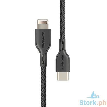 Picture of Promate PowerLink USB-C to Lightning Data and Charge Cable Black