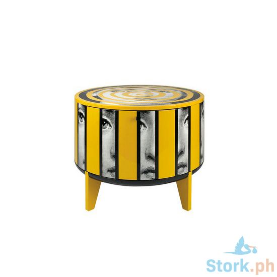 Picture of Fornasetti Tamburo table Rigalina - White/Black/Yellow