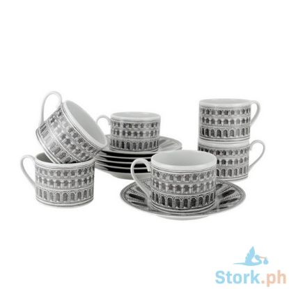 Picture of Fornasetti Tea Cups Architettura Set of 6- White/Black