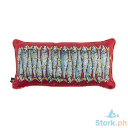 Picture of Fornasetti Silk Cushion Sardine - Red