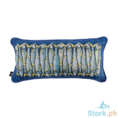 Picture of Fornasetti Silk Cushion Sardine - Blue