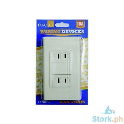 Picture of Eurolux 2 Gang Flat Pin Outlet (Ews2Gfpo) 16A