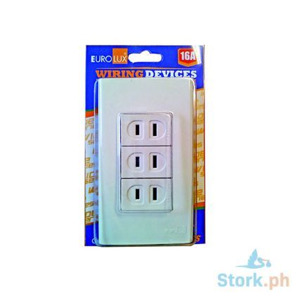 Picture of Eurolux 3 Gang Flat Pin Outlet (Ews3Gfpo) 16A