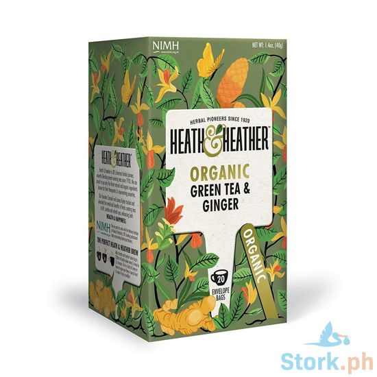 Picture of Heath & Heather Organic Green Tea & Ginger tea 20 Envelopes