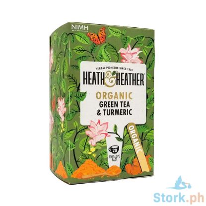 Picture of Heath & Heather Organic Green Tea and Tumeric 20 Envelopes
