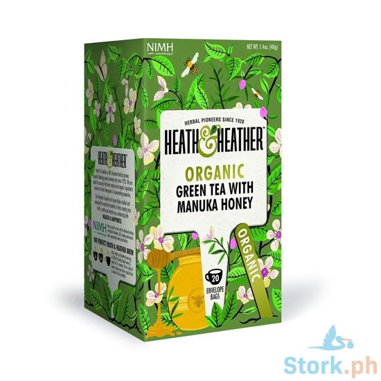 Picture of Heath & Heather Organic Green Tea with Manuka Honey 20 Envelopes