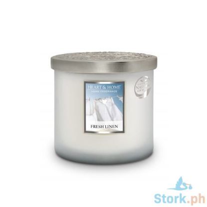 Picture of H&H Fresh Linen Dazzling Fragrance Scented Top Best Selling Soy Candle Jar Twin Wick 230g