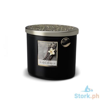 Picture of H&H Black Vanilla Dazzling Fragrance Scented Soy Candle Jar Twin Wick 230g
