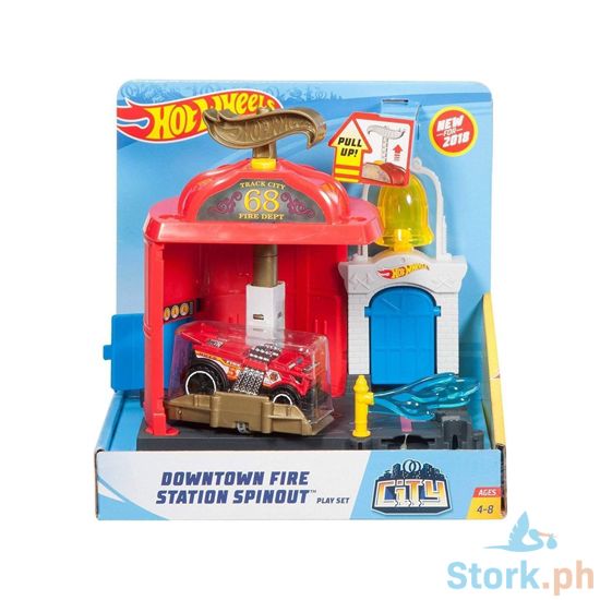 Picture of Hot Wheels City Themed Downtown Firestation Spin Out Playset