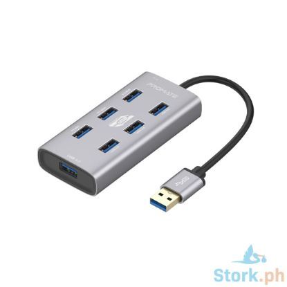 Picture of Promate EzHub-7 Aluminium Alloy Powered USB Hub / 7 USB 3.0 Ports / USB-C Adaptor / 5Gbps Transfer Rate / Data & Charge