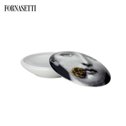 Picture of Fornasetti Round box Tema e Variazioni n°137 black/white/gold