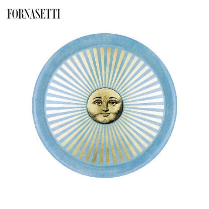Picture of Fornasetti Tray ø60 Sole Sole Raggiante gold/sponged light blue