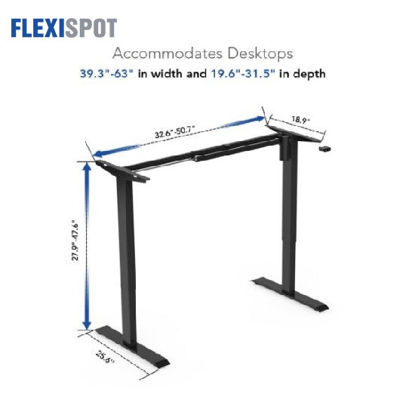 Picture of Flexispot Electric Height-Adjustable Desk 2-Stage 1 Motor E2E: Frame Only - Black