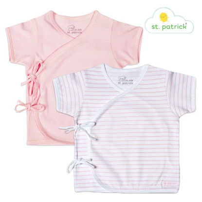 Picture of St. Patrick Tie-side Short Sleeves x2 (Pink Stripes, 3-6 mos.)