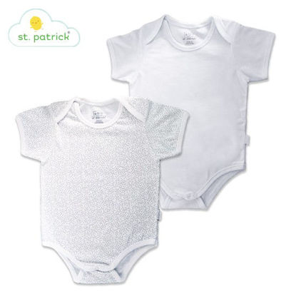 Picture of St. Patrick Overlap Romper Short Sleeves x2 (White Polka, 12 mos.)