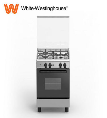 Picture of White-Westinghouse WCG532X 50 cm Free Standing Cooker, 3 Gas Burners, 62L Gas Oven, Stainless, with Glass Lid