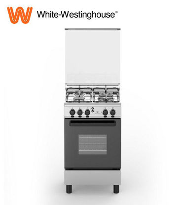 Picture of White-Westinghouse WCG534X 50 cm Free Standing Cooker, 3 Gas Burners, 62L Gas Oven with Grill, Stainless, with Glass Lid