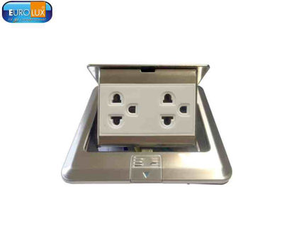 Picture of Eurolux Mammoth   Square Floor Outlet With Duplex Outlet  Color : Silver