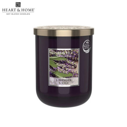Picture of Large 340g (Lavender & Sage) Delectable Fragrance Scented Soy Candle Jar by Heart & Home