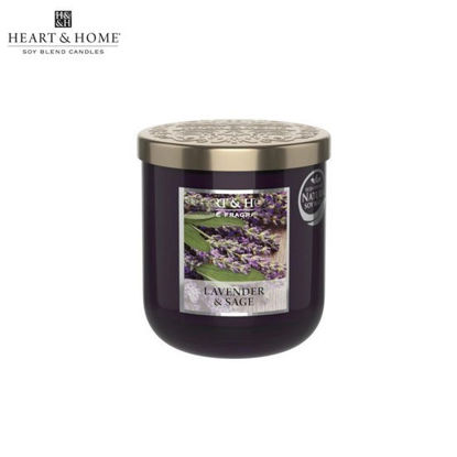 Picture of H&H Lavender & Sage Elegant Fragrance Scented Soy Candle Jar Small 115g