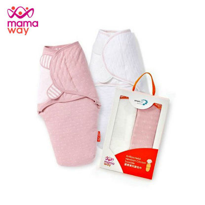 Picture of Mamaway Antibacterial Newborn Cocoon Swaddle White and Pink ( Pack of 2)