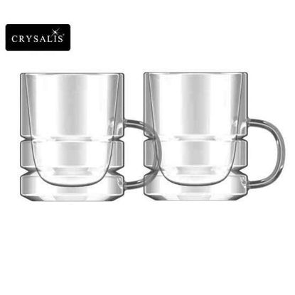 Picture of CRYSALIS Premium Clear Glass Coffee Cup Double Wall 280ml | 9.4oz Set of 2