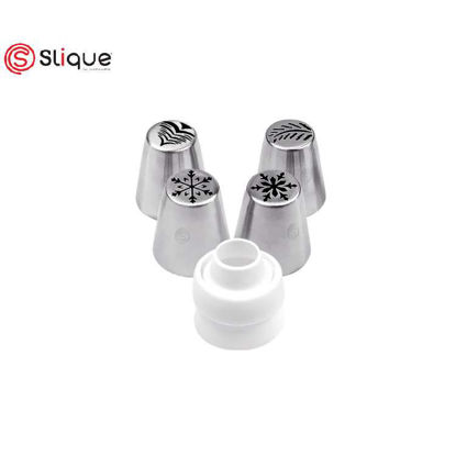 Picture of SLIQUE Premium 18/0 Stainless Steel Cake, Cupcake Icing Set with Coupler Set of 5 Baking Accessories