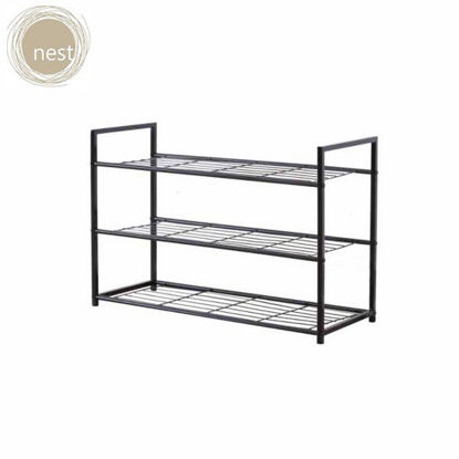 Picture of NEST DESIGN LAB NDL-XJ803053 3 Layer Meshed Steel Shoe Rack -BK