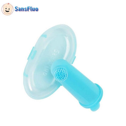 Picture of SansFluo Infant's Dental Brush and Gum Massager with Hygiene Case (Blue)