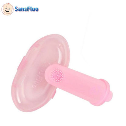 Picture of SansFluo Infant's Dental Brush and Gum Massager with Hygiene Case (Pink)