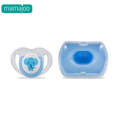 Picture of Mamajoo Silicone Orthodontic Soother & Storage Box ElephantBlue