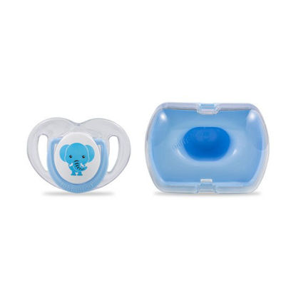 Picture of Mamajoo Silicone Orthodontic Soother & Storage Box ElephantBlue 0+months 1pc