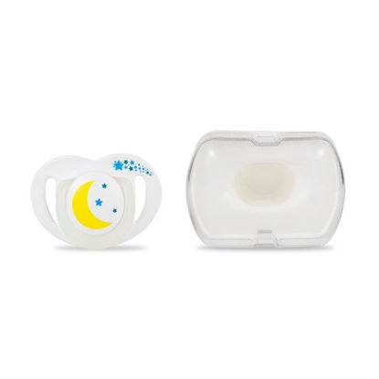 Picture of Mamajoo Silicone Orthodontic Soother & Storage Box NightDay 0+months  1pc