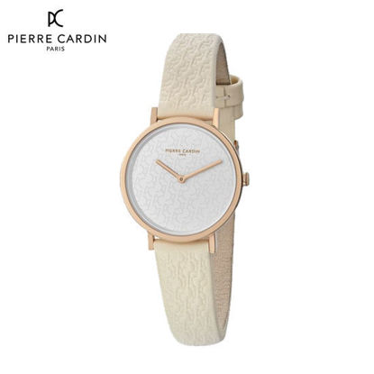 Picture of Pierre Cardin Belleville Monogram Rose Gold Cream Leather Watch 31 mm