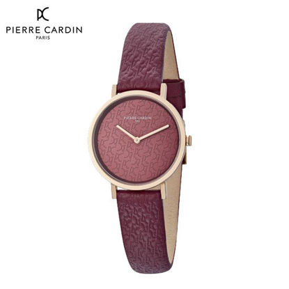 Picture of Pierre Cardin Belleville Monogram Rose Gold Burgundy Leather Watch 31 mm
