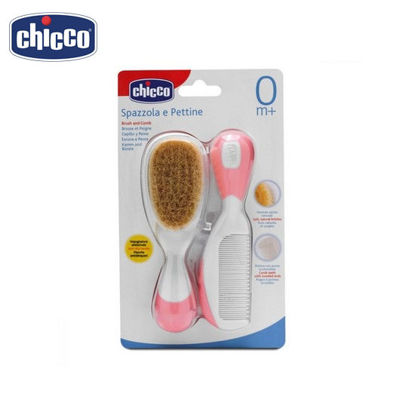 Picture of Chicco Newborn Baby Brush and Comb (Pink)