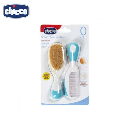 Picture of Chicco Newborn Baby Brush and Comb (Blue)