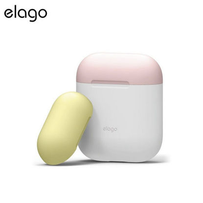 Picture of Elago Airpods Duo Case - White w Pink/Yellow
