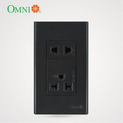 Picture of Omni GP3-WA-WU Designer Series Aircon Tandem Outlet And Universal Outlet In Gray Plate