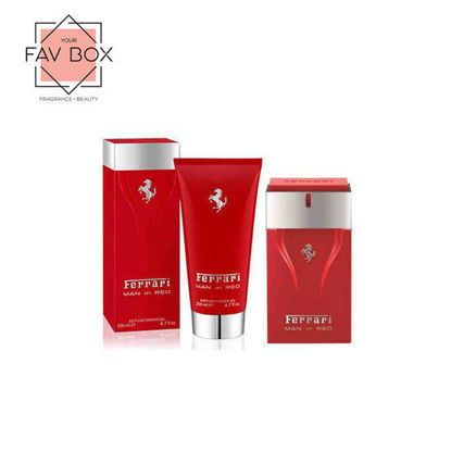Picture of Ferrari Man in Red Trio Set Eau De Toilette + Deo spray 150ml + Bath & Shower Gel 200ml