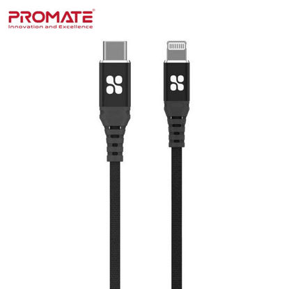 Picture of Promate High Tensile Strength USB-C To Apple Lightning Cable Powercord 200 Black