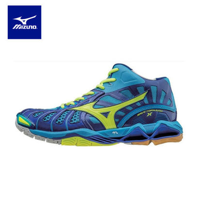 Picture of Mizuno Wave Tornado X MID Volleyball Shoes for Unisex  - Blue - Yellow